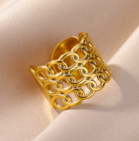 Golden Chain Cuff Ring