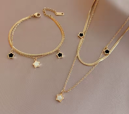 316L Stainless Steel Multilayer Star Charm Jewelry Set
