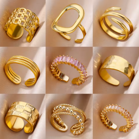 Golden Chain Cuff Ring