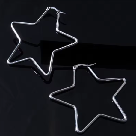 Five-Point Star Hoop Earrings